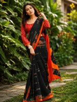 Classic Black & Rust Orange Korvi Silk