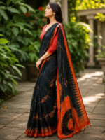 Classic Black & Rust Orange Korvi Silk - Image 2