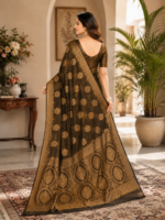 Elegant Bottle Green Chiniya Silk Saree with Rich Zari Weaving - Image 2
