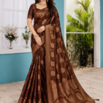 Elegant Coffee Brown Banarasi Chiniya Silk Saree