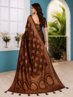 Elegant Coffee Brown Banarasi Chiniya Silk Saree - Image 2