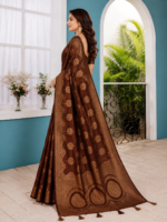 Elegant Coffee Brown Banarasi Chiniya Silk Saree - Image 3