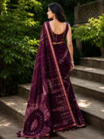Elegant Deep Wine Korvi Silk Saree - Image 2