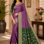 Elegant Lavender Purple Designer Silk Saree with Floral Contrast Pallu