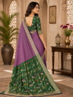 Elegant Lavender Purple Designer Silk Saree with Floral Contrast Pallu - Image 2