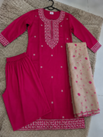 Elegant Magenta Embroidered Plazo Set with Dupatta – 3 Piece Ethnic Wear - Image 2