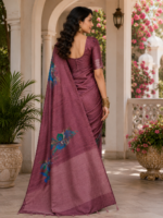 Elegant Mauve Purple Paisley Print Silk Saree - Image 2