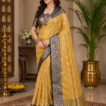 Elegant Mustard Gold Kadwa Silk Saree