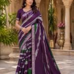 Elegant Purple Sand Paints Designer Saree