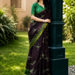 Elegant Wine Purple Korvi Silk Saree