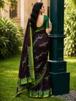 Elegant Wine Purple Korvi Silk Saree - Image 2