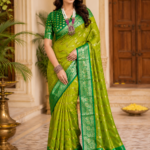 Emerald Glow Kadwa Silk Saree