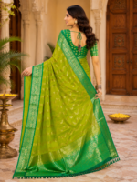 Emerald Glow Kadwa Silk Saree - Image 2