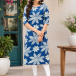 Royal Blue Floral Printed Kurthi