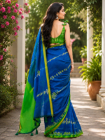 Royal Blue & Green Korvi Silk Saree - Image 2