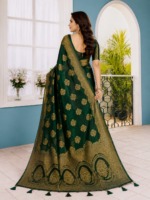 Royal Emerald Zari Weave Silk Saree - Image 2