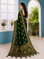 Royal Emerald Zari Weave Silk Saree - Image 3