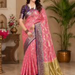 Royal Pink Kadwa Silk Saree with Rich Zari Weaving