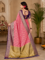Royal Pink Kadwa Silk Saree with Rich Zari Weaving - Image 2