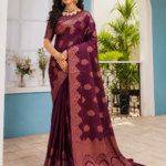 Royal Wine Purple Banarasi Chiniya Silk Saree