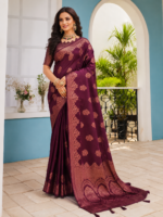 Royal Wine Purple Banarasi Chiniya Silk Saree