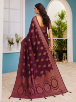 Royal Wine Purple Banarasi Chiniya Silk Saree - Image 2