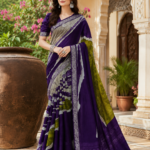 Sand Paints Designer Blue Silk Saree with Silver Borde