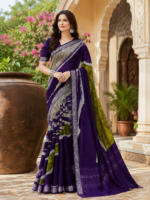Sand Paints Designer Blue Silk Saree with Silver Borde