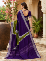 Sand Paints Designer Blue Silk Saree with Silver Borde - Image 2