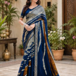 Sand Paints Royal Blue Designer Silk Saree
