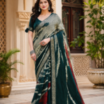 Sand Paints Teal Blue Abstract Designer Saree
