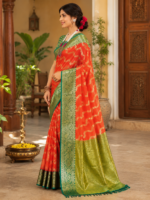 Sunset Glow Kadwa Silk Saree - Image 3