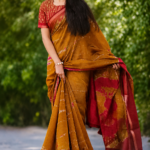 Elegant Mustard Red Korvi Silk Saree