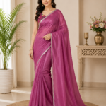 Elegant Magenta Floral Blouse  Saree