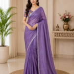 Lavender Floral Blouse Designer Saree