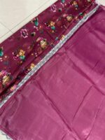 Elegant Magenta Floral Blouse  Saree - Image 2